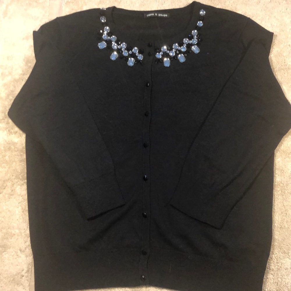 Black sweater with glass beads